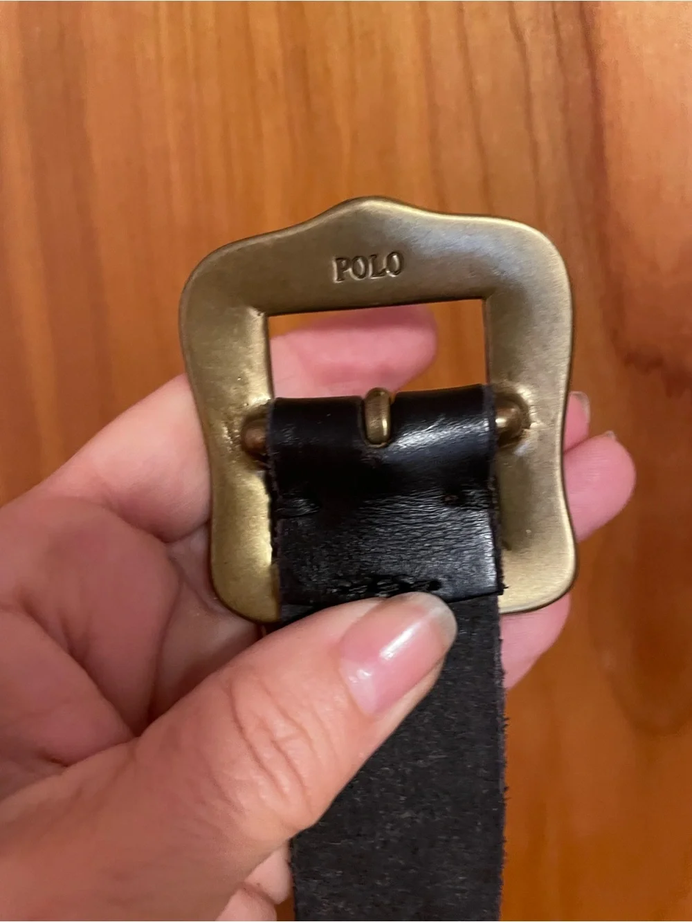 Polo by Ralph Lauren Black Leather Strap Belt with Brass Buckle